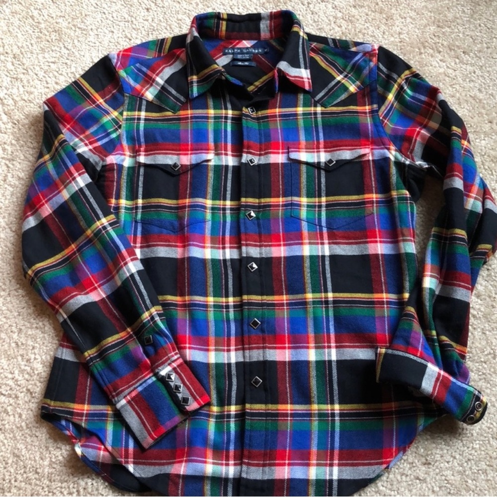 New! RalphLauren Plaid Flannel Botton Down- L
